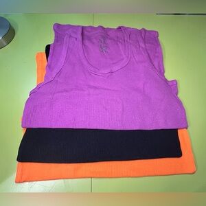 Set/3 Brand New Women’s Tank Tops size XL Black Purple & Orange